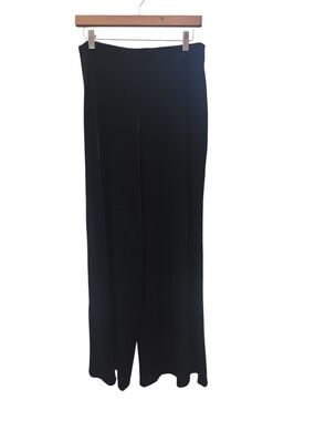 Max Studio Black Wide-Leg Velvet Relaxed Fit High Waisted Pants